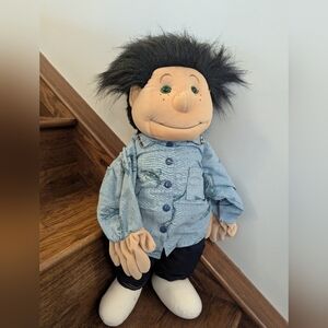 Vintage Folkmanis Boy (Black Hair) Ventriloquist Dummy Glove Puppet 1980s